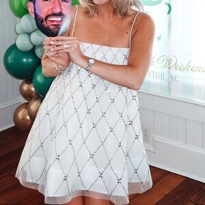 BHLDN Rhinestone Sleeveless Shift Mini Dress